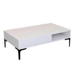 Hanah Home Mesa de Centro Istanbul White Moderna Salón Tablero Partículas Melamina Blanco 105x60x32.6cm